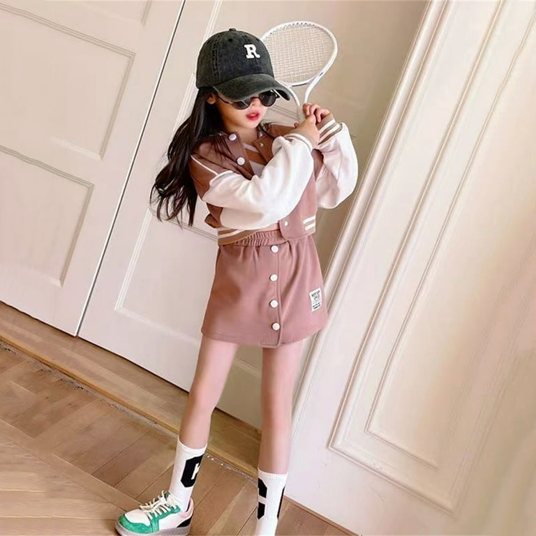 Nkoogh Clothes for Girls 10-12 Years Old Trendy Fall Clothes for Teen Girls Children Kids Toddler Girls Long Sleeve Patchwork Baseball Coat Jacket