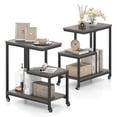 thumbnail image 1 of Costway 2 Pcs Table d'Appoint Moderne en Forme de G pour la Maison Table d'Appoint à 3 Niveaux avec Étagères de Rangement Table d'Accent Gris, 1 of 10
