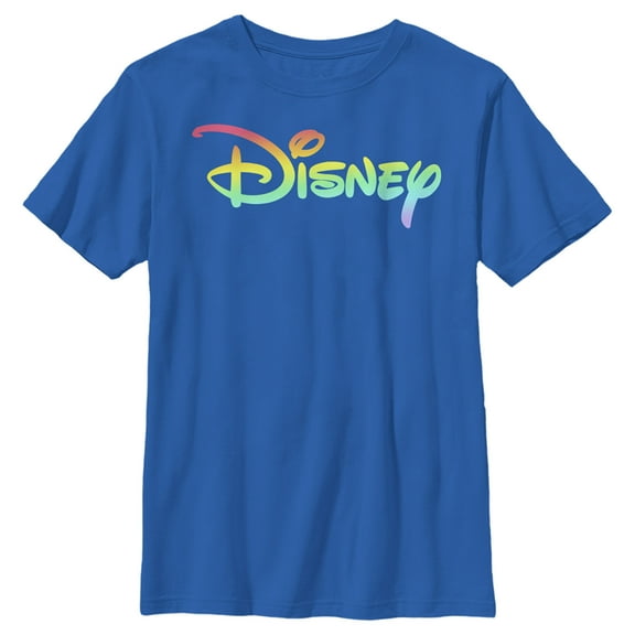 Boy's Disney Rainbow Logo  Graphic Tee Royal Blue Small