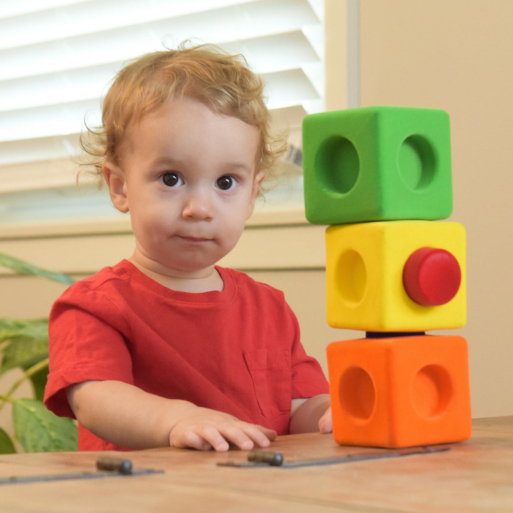 Rubbabu Rubbablox Natural Rubber Foam Blocks for Building Set- Safe Soft Squishy Children's Toy with Fuzzy Tactile Surface 13 Pieces - 12 months & up