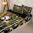 thumbnail image 3 of Castle Fairy Vintage Baseball Zipper Twin Comforter Sets with Fitted Sheet and 2 Pillowcases, Camouflage Glove Pattern Zipper Bedding Set, Green Brown,4-Piece,Black Reversible, 3 of 6