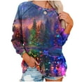 thumbnail image 3 of Uootdi Christmas Sweatshirts for Women Gift Christmas Trees Snowflake Snowman Reindeer Sequined Print Blouse Long Sleeve T Shi rts for Women, 3 of 7