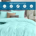 thumbnail image 3 of 500 TC 100% Egyptian Cotton Premium Duvet set Zipper Closur Ultra Soft Durable and Fade Resistant Color Aqua Blue Stripe size Twin/Twin XL, 3 of 6