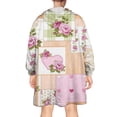 thumbnail image 2 of Wearable Oversized Blanket,Pioneer Flower Floral Print Pattern Wearable Blanket Hoodie for Adults,Cozy Hooded Blankets with Super Pockets,Super Warm Fuzzy Pullover for Women & Men, 2 of 6