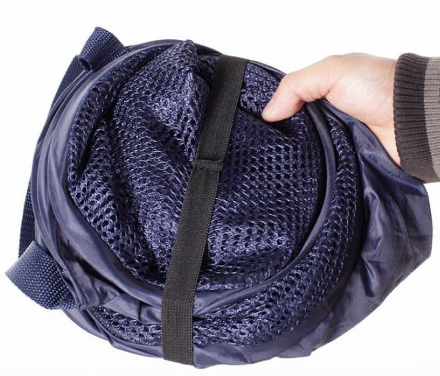 TechWonder Mesh Pop Up Laundry Basket With Side Pocket - Dark Blue