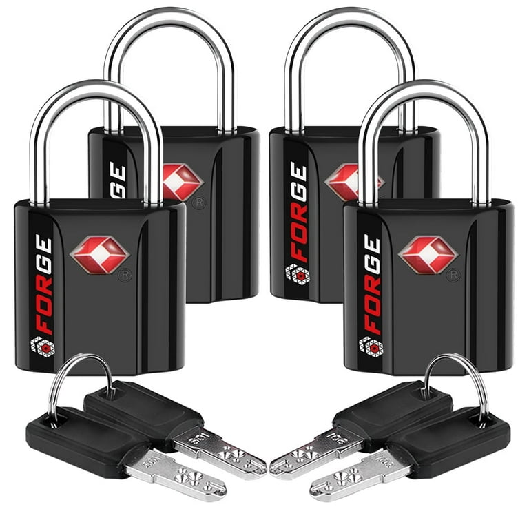 Forge TSA Approved Luggage Locks Pack of 4 Dimple Key Black Lifetime Warranty Walmart