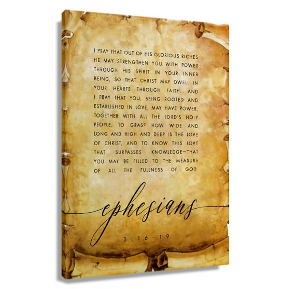 Vintage Bible Verse Poster Ephesians 3 16-19 Wall Art  Artwork Canvas Paintings For Office Framed 20x30 in