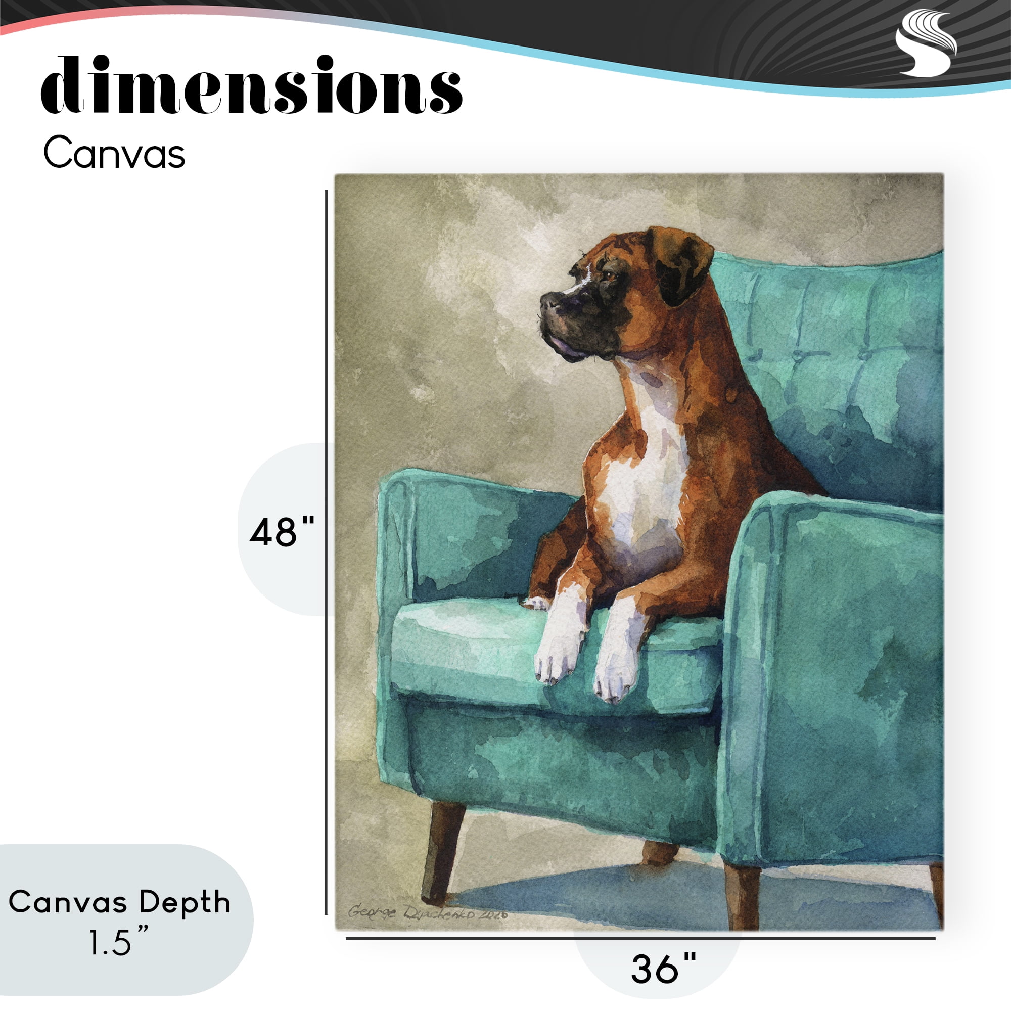Stupell Industries Majesty Boxer on Armchair Canvas Wall Art, design by George Dyachenko