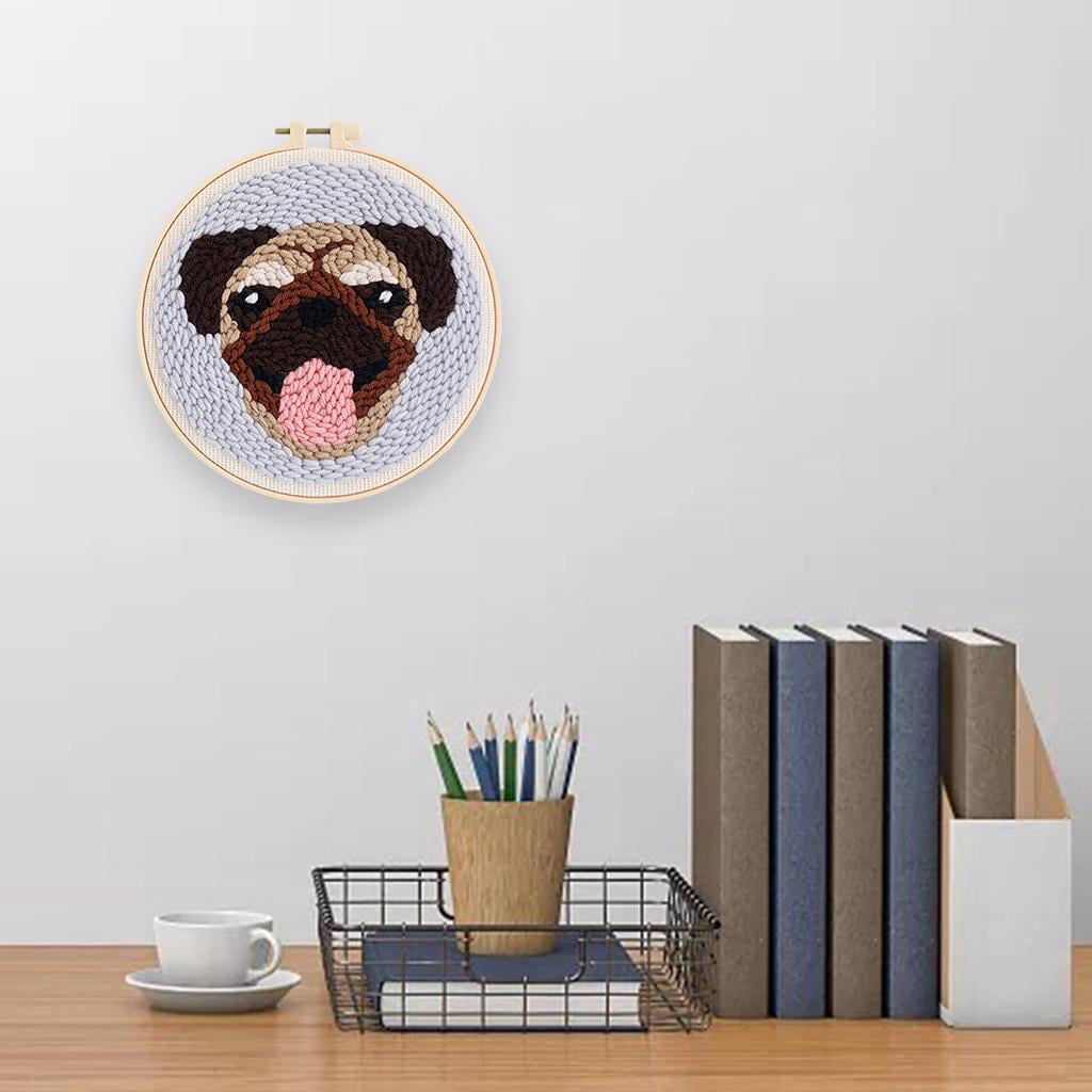 Yunhgft Punch Needle Kit DIY Needlework Animal Dog Embroidery for Adult Kid Starter B B