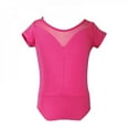 thumbnail image 4 of Baozhu Girls' Thin Short Sleeve Ballet Gymnastics Leotards Cotton Slim Brathable Dance Bodysuit Solid Patchowrk Temperament Dancewear, 4 of 5
