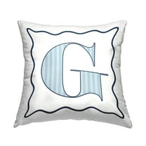 Stupell Industries Polka Dot Blue Letter G Square Decorative Printed Throw Pillow, 18 x 18