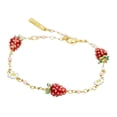 thumbnail image 4 of Pulsera de fresa para mujer, pulsera de eslabones para novia, madre, regalo de cumpleaños Rojo, 4 of 8