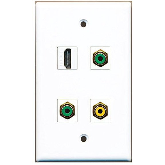 RiteAV - 1 Port HDMI 1 Port RCA Yellow 2 Port RCA Green Wall Plate
