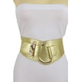 thumbnail image 5 of Women Gold Faux Leather Fashion Elastic Belt Hook Buckle M L, 5 of 12