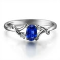 thumbnail image 2 of 8x6mm Oval Shape Blue Sapphire 1.50 Carat And Moissanite Engagement Ring on 10k White Gold, 2 of 5