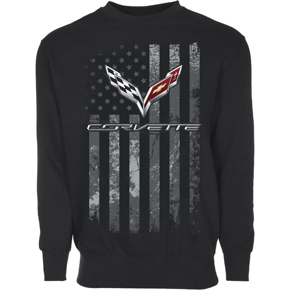 JH Design Men’s Chevy Corvette C7 Flag Pullover Crewneck Sweatshirt Sm-3X