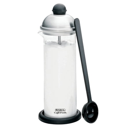 BonJour Coffee Glass and Stainless Steel Manual Milk Frother, 16-Ounce, Caffé Froth Monet