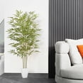 thumbnail image 3 of 5FT Artificial Bamboo Plant With Like Real leaves in Planter, 8lb, DR.Planzen, 3 of 8