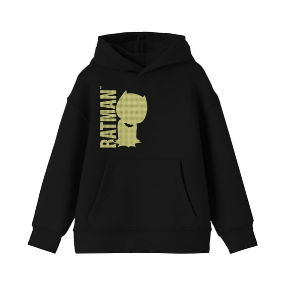 Batman Yellow Chibi Batman Boy's Black Sweatshirt-XL