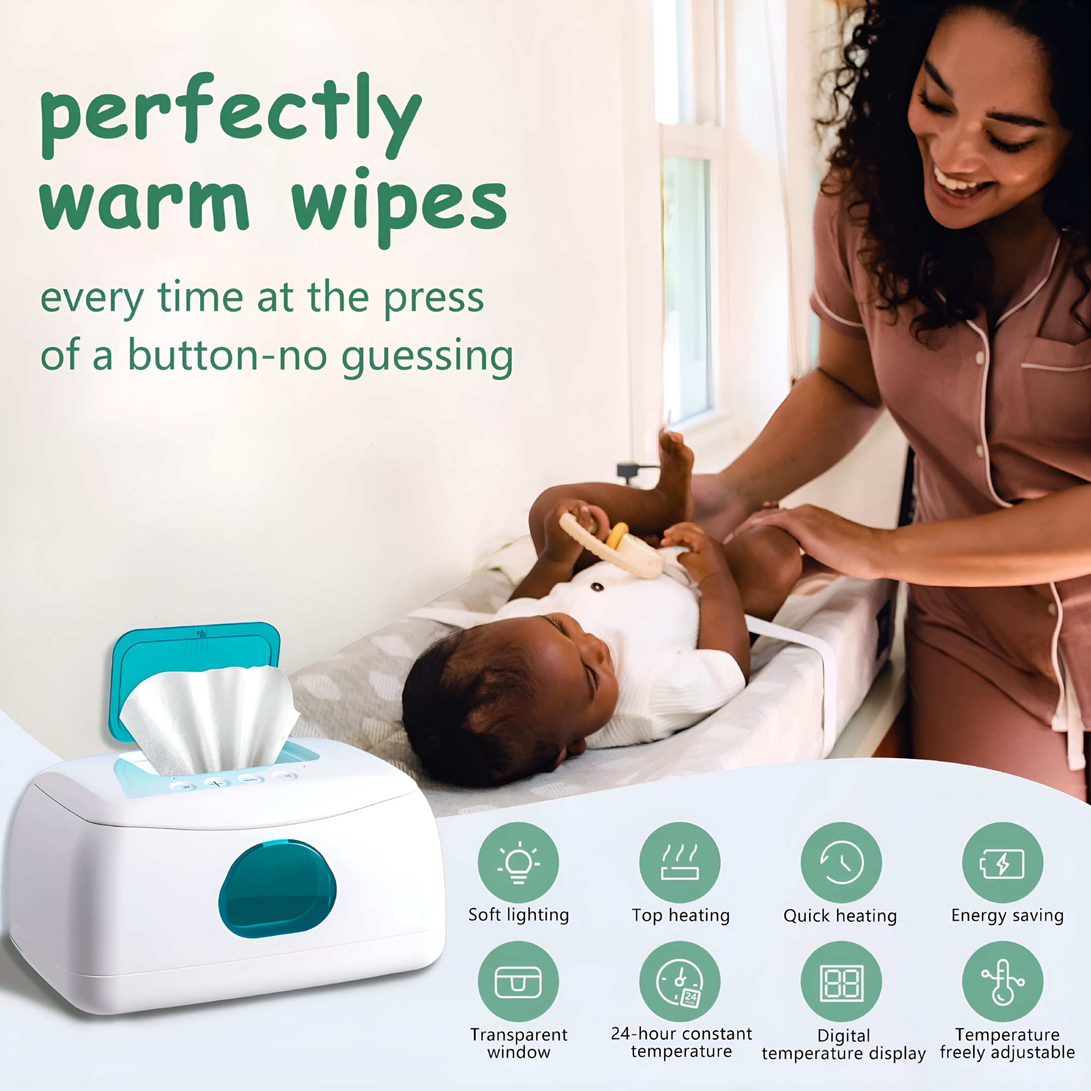 HIBIBUD Baby Wipe Warmer Portable Diaper DispenserPop-Up AccessTemperature Display for