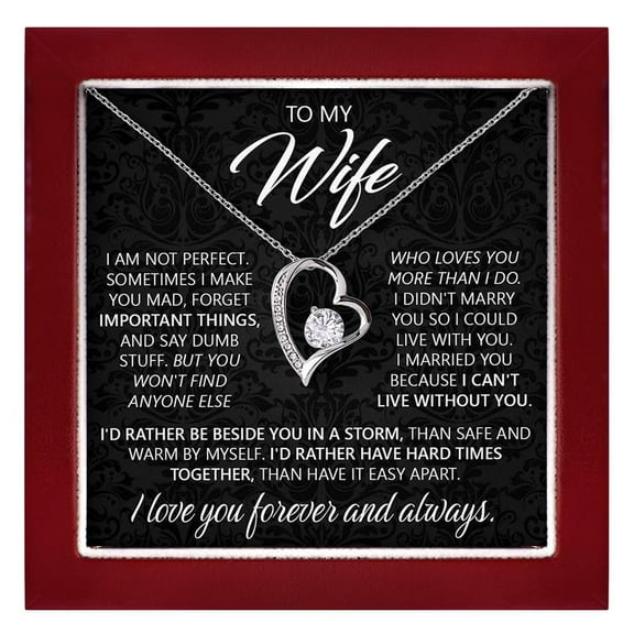 To My Wife Heart Necklace From Husband - Forever Love Necklace For Women With Box - Sentimental Birthday Anniversary Valentine'S Day Her #8 #1759, White Forever Love Necklace