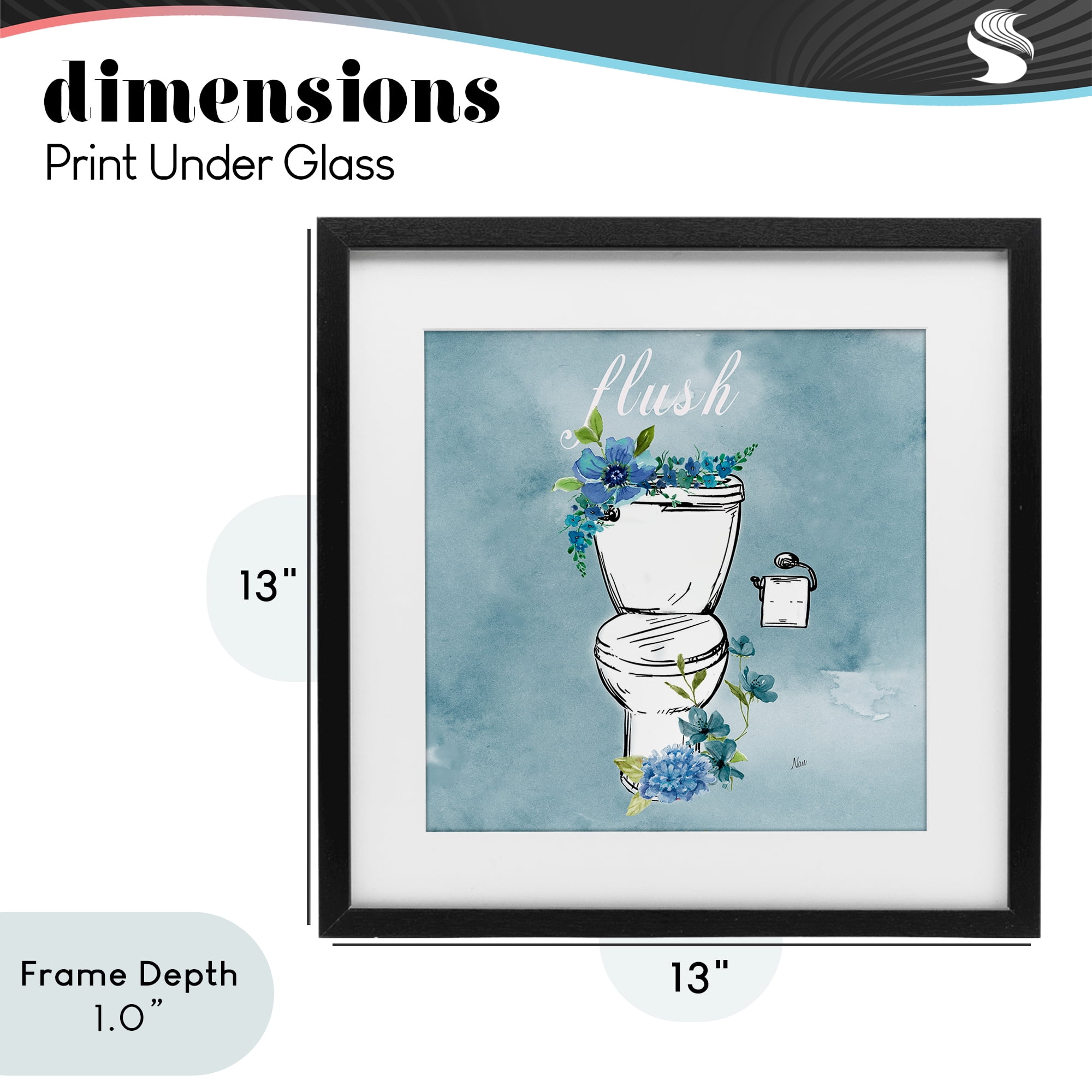 Stupell Industries Floral Bathroom Rules Flush Black Framed Print Under Glass, design by Nan