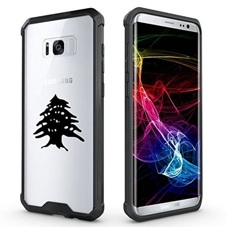 For Samsung Galaxy Clear Shockproof Bumper Case Hard Cover Cedar Tree Lebanon Lebanese (Black For Samsung Galaxy