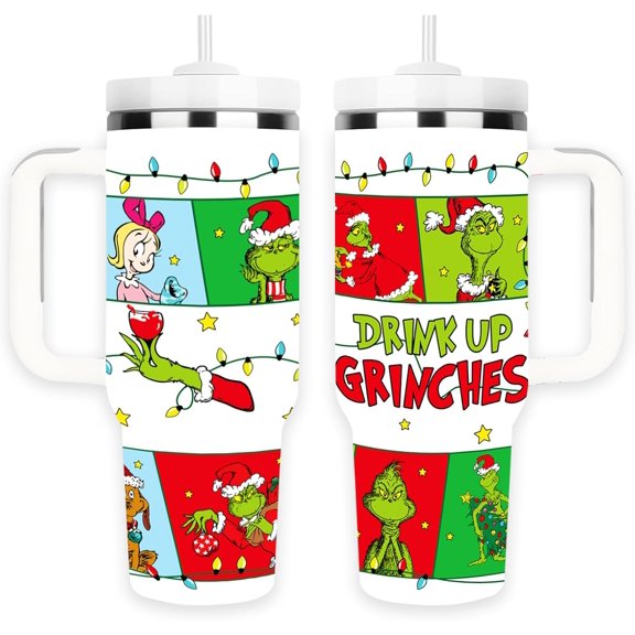 Funny Christmas Tumbler,40 oz Stainless Steel Insulated Travel Tumbler,Christmas Coffee Mug with Lid and Straw, Xmas Cups Keep Drinks Cold&Hot,White Elephant Gifts Stocking Stuffer for Women Men