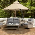 thumbnail image 3 of Gymax 11ft Patio Cantilever Hand Push Offset Hanging Umbrella w/ Wheels Base Beige, 3 of 10