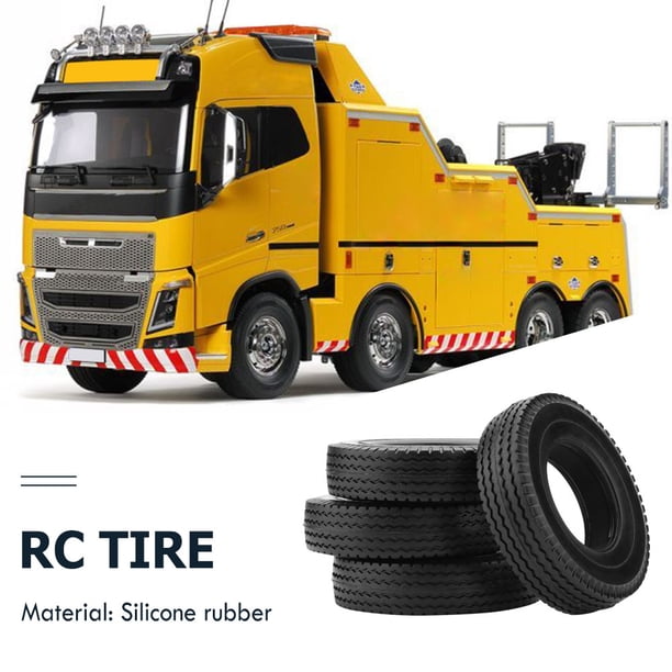 BigKing Pneumatico in Gomma 1/14, 4 Pezzi 20 mm di Larghezza Suola Modello Pneumatico per Camion Trattore Tamiya 1/14 RC Auto Nera