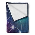 thumbnail image 2 of Circle Soft Flannel Fleece Blanket, Digital Overlapping Circles Grid Geometric Centered on Triangles Esoteric Energy Motif, Cozy Plush for Indoor and Outdoor Use, 70" x 90", Indigo, by Ambesonne, 2 of 5
