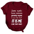 thumbnail image 1 of Gibobby Casual Playera de Manga Corta para Mujer Camiseta informal para mujer, camiseta a la con estampado de letras, camiseta de manga corta con cuello redondo, ca(Vino,G), 1 of 5