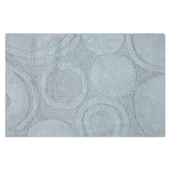 Knightsbridge Orbit Bath Rug Cotton Non Skid Back - 24x40", Light Blue
