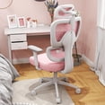 thumbnail image 1 of Ergonomic Office Mesh Chair, Home Office Chair 3D Adjustable Headrest, 3D Armrests with Adjustable LumbarSupport, Pink, 1 of 8