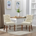 thumbnail image 3 of Foredo Linen Dining Chairs Set of 2, Modern Upholstered Dining Chairs with Solid Wood Legs, Country Tufted Dining Chairs for Dining Room Living Room, Beige, 3 of 9
