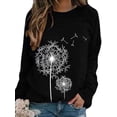 thumbnail image 4 of Camiseta Mujer Manga larga Cuello redondo Tops Poliéster Suéter deportivo Ropa con estampado informal, Azul Negro, S tholdsy AP003791-32, 4 of 6