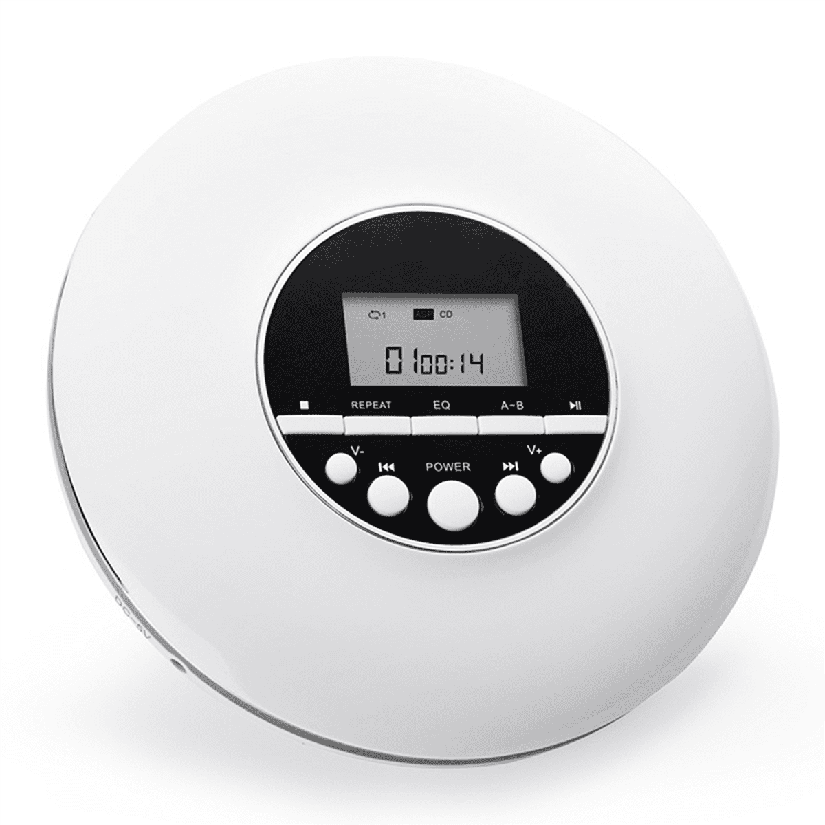 Portable CD Player MP3 Music Player with Stereo Earbuds and Bluetooth Output CD Player with LCD Display White