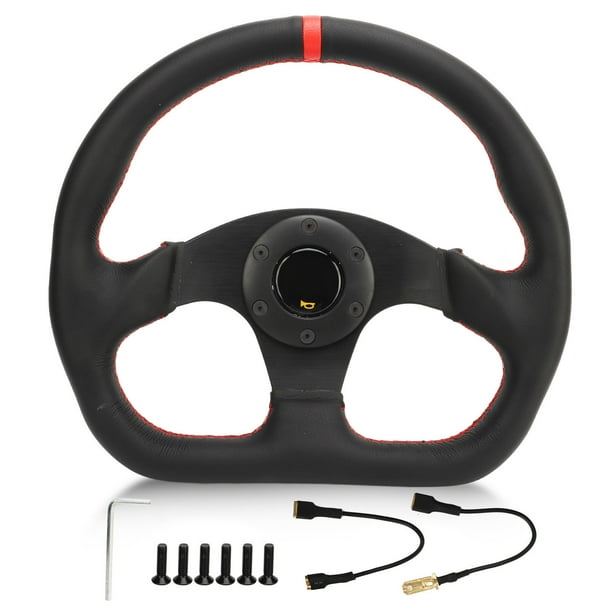 Volante de coche tipo D con marco negro de cuero, deportivo, de carreras, ajuste universal, repuesto para drifting