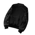 thumbnail image 5 of Daznico Women Crewneck Sweatshirt Rhinestone Studded Long Sleeve Pullover with Kangaroo Pocket Loose Fit Outerwear for Autumn Winter Wear,S, 5 of 6