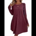 thumbnail image 2 of Vestido de Mujer de Larga, Cuello Redondo, Cintura Alta y Cintura Irregular. Vino Tinto L, 2 of 8