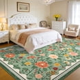 thumbnail image 4 of FairOnly 9'x12'Modern Pastoral Floral Print Machine Washable Area Rug Stain Resistant Low Pile Non Slip Indoor Rug for Living Room Bedroom High Traffic Areas,Green, 4 of 8