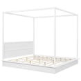 thumbnail image 6 of King Size Canopy Bed with LED Light, Wood Canopy Bed Frame with Support Slats, Canopy Platform Bed with Headboard for Bedroom, No Box Spring Needed, White, 6 of 7