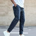 thumbnail image 4 of CHEEREAM Men's Casual Drawstring Checkered Pants Stretch Slim Fit Skinny Pants Plaid Dress Pants for Men Business Suit Pants Navy M, 4 of 4