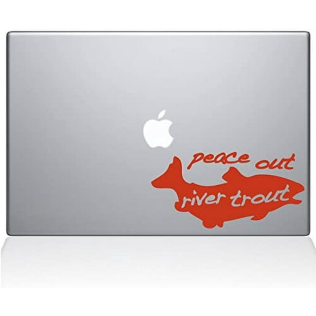 The Decal Guru Paix Out Rivière Truite MacBook Autocollant Vinyle - 12" MacBook - Orange (1146-MAC-12M-P)