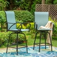 thumbnail image 6 of Summit Living Outdoor Swivel Bar Stool Dining Set of 5,  4 Patio High-Back Height Chairs and 1 Metal Bar Table, Black & Aqua, 6 of 16