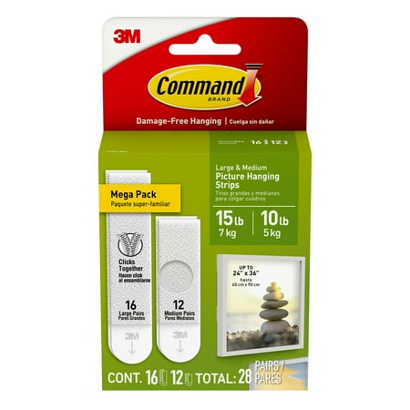 UPC: 0076308875671 | Command Medium and Large Picture Hangers White 12 Medium Pairs and 16 Large Pairs