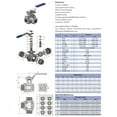 thumbnail image 2 of 1 1/2" Stainless Steel 316 1000PSI Reduced T Port Inline 3-Way PTFE Seat Ball Valve, 2 of 4