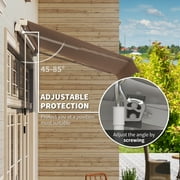 Outsunny 10 x 8 Retractable Awning, Patio Awnings, Sunshade Shelter w/ Manual Crank Handle, UV & Water-Resistant Fabric and Aluminum Frame for Deck, Balcony, Yard, Beige Stripes