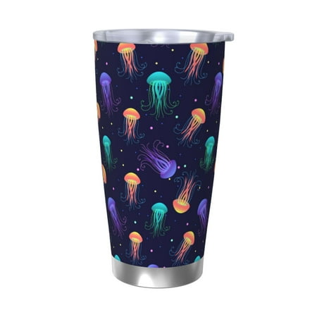 

Gaeub Sea Jellyfish Print 20-Ounce Stainless Steel Car Cup Tumblers Cups with Lids and Straw Coffee Cups for Adults Kids Home Car Office School Travel Party-Without Straw