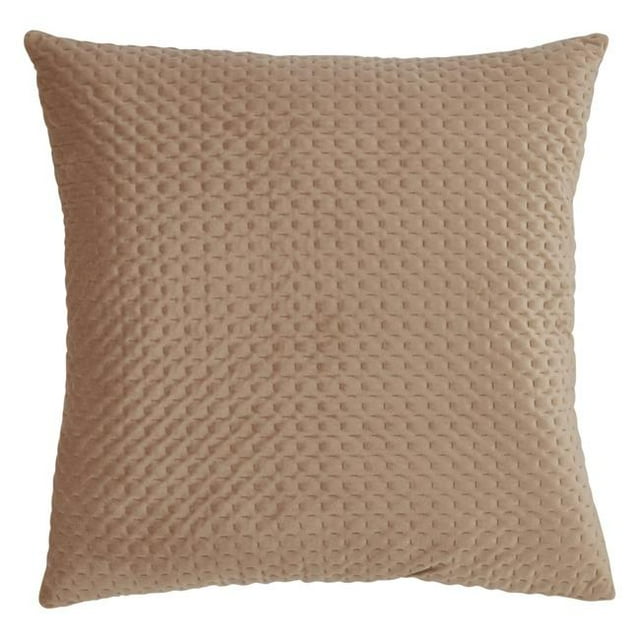 SARO 9036.BE18S Coussin Décoratif Carré de 18 Po en Velours Pinsonic Rempli de Poly - Beige